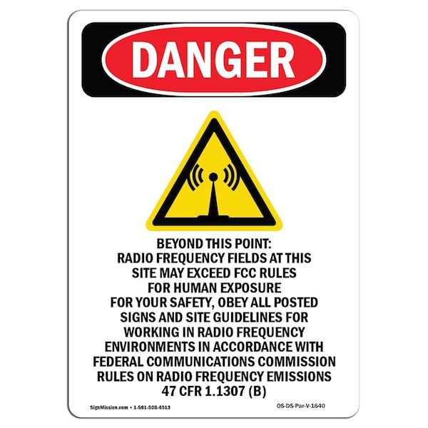Safety Sign, OSHA Danger, 5" Height, Beyond This Point, Portrait, DS-D-35-V-1640-10PK